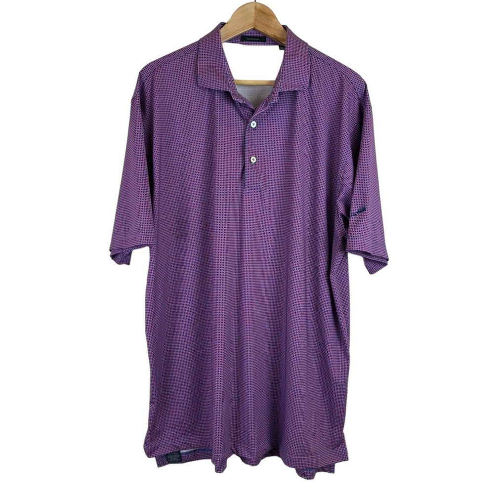 Turtleson Golf Polo Shirt Men's XL‎ Purple Check Performance Activewear Wicking